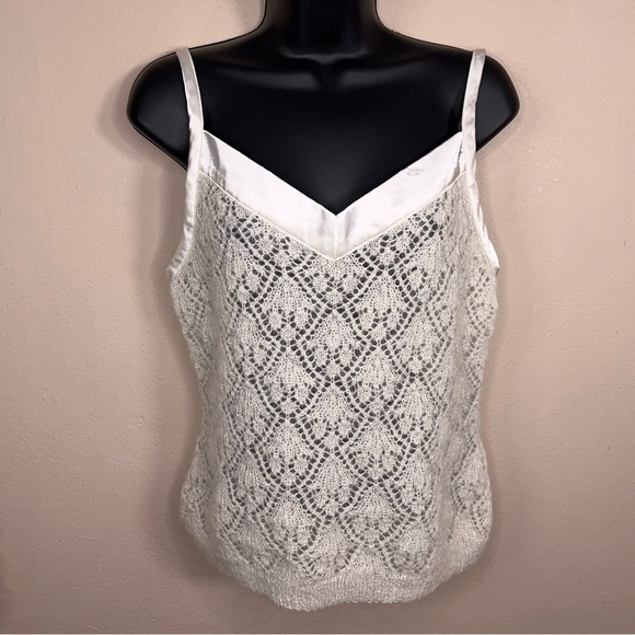 Vintage 90s Y2K Era Moda Mohair Ivory Soft Knit Tank Neutral Classic Medium - Picture 14 of 14